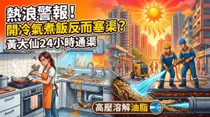 夏天塞渠, 熱浪塞渠, 開冷氣塞渠, 廚房油脂凝固, 黃大仙通渠, 慈雲山通渠, 新蒲崗通渠, 樂富通渠, 鑽石山通渠, 高壓水槍通渠, 油脂堵塞, 鋅盆去水慢, 通渠不成功不收費, 夏日通渠, 冷氣房煮飯